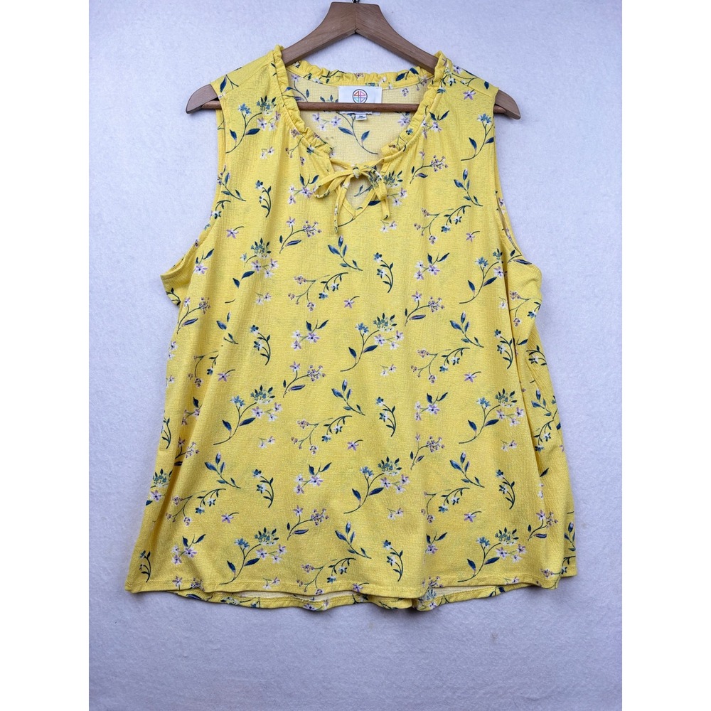 44° North Sleeveless Top Womens 2X Floral Tie Neck Boho